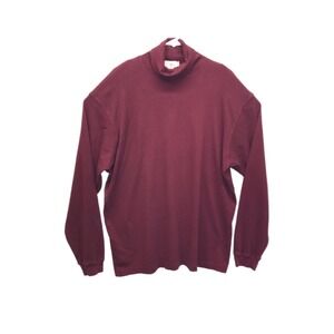 Vintage J Crew Oarsman Turtleneck Shirt Mens XL‎ Maroon Cotton Long Sleeve 90s